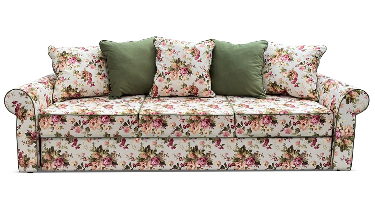 Диван прямой Арвика  Зеленый / Цветы