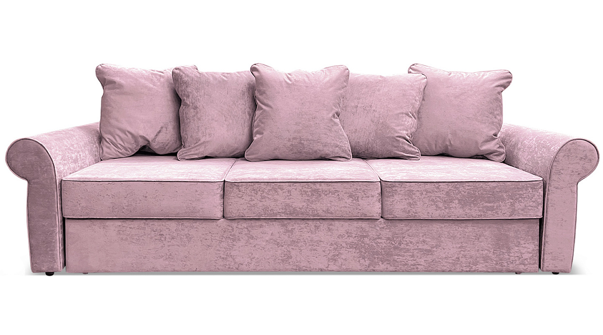 Прямой диван Арвика Розовый велюр плюш