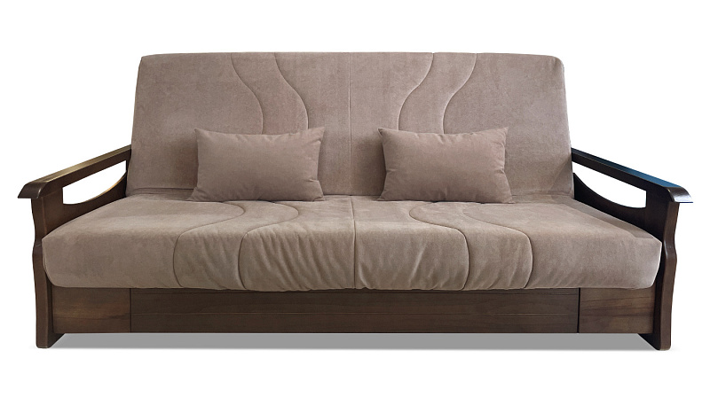 Прямой диван Келла с деревянным подлокотником