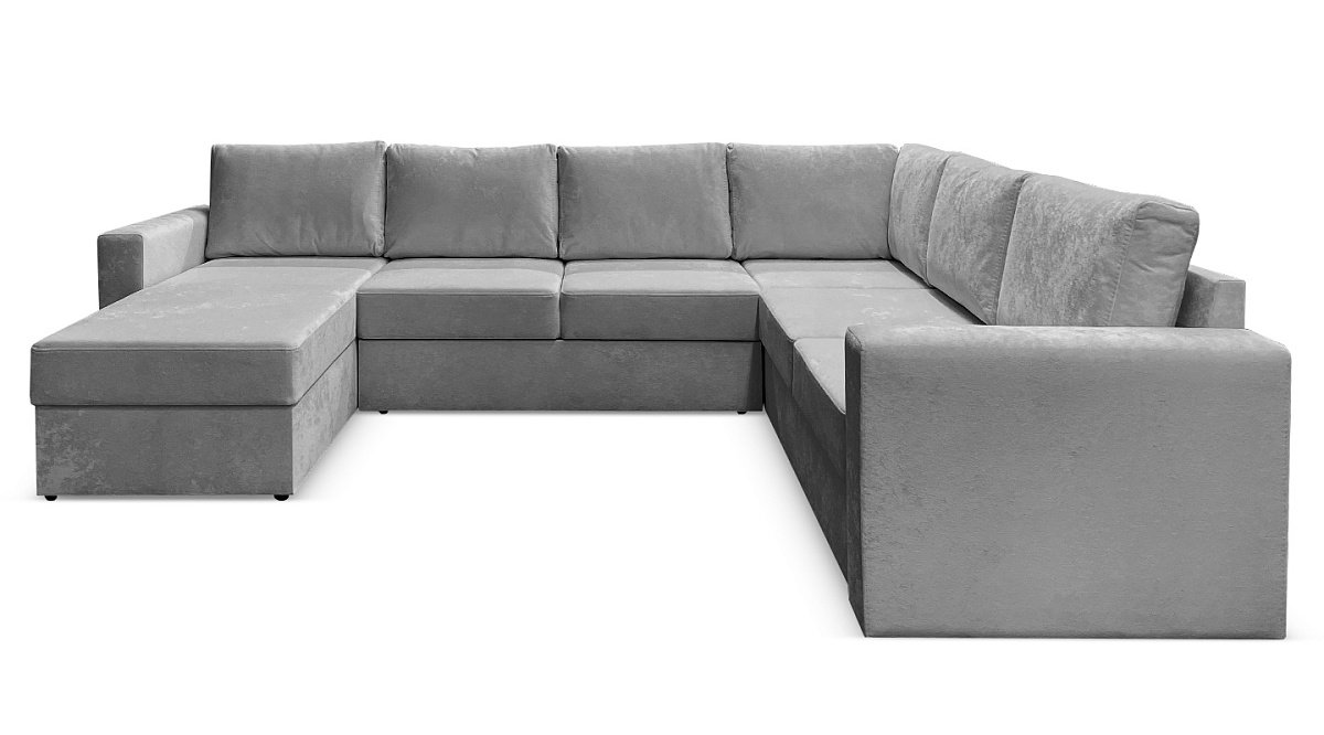 П-образный диван Кольдинг Cерый велюр 