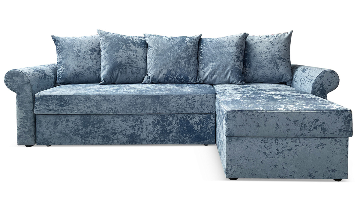 Угловой диван Астрид  Темно-голубой велюр