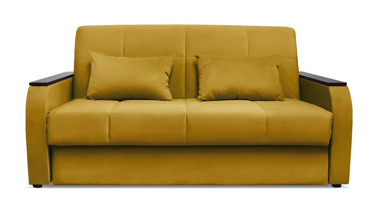 Прямой диван аккордеон Креско М Горчичный велюр